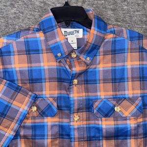 Duluth Trading Co. Mens Plaid Camp Shirt Relaxed Fit Short Sleeve Button Up Sz M